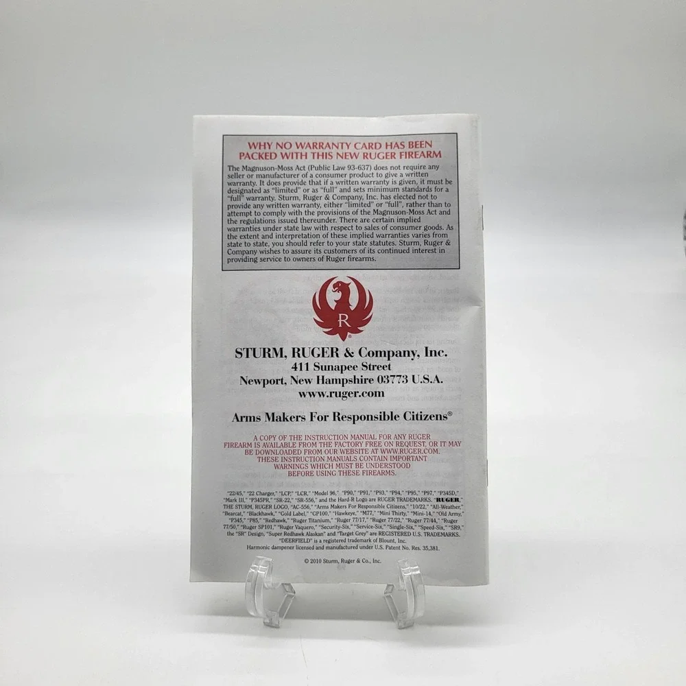 Ruger Instruction Manual For A Ruger Mini-14 Ranch & Mini Thirty Rifles - Picture 6 of 6